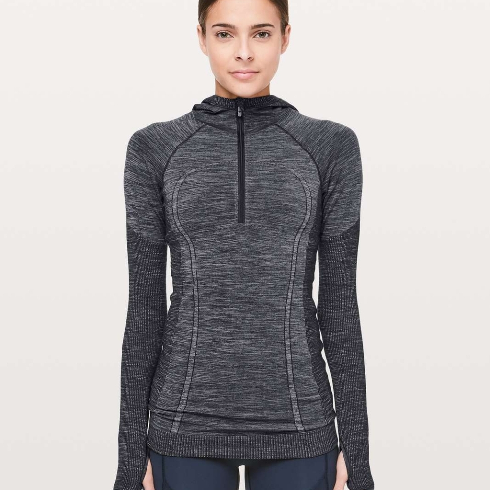 Lululemon Swiftly Wool 1/2 Zip Hoodie Nocturnal Teal / White